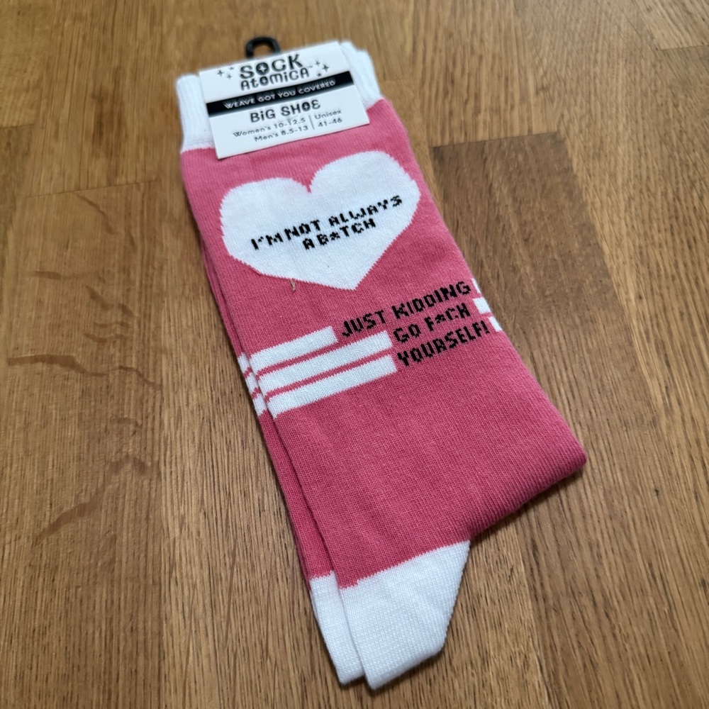 Sock Atomica Unisex Pink I'm Not Always a B!tch Socks NEW